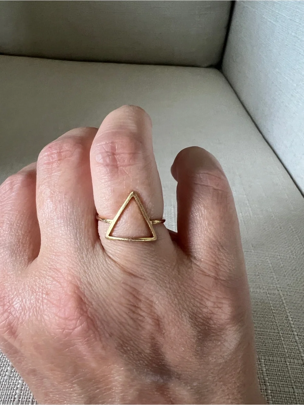 Gold Triangle Open Ring - Women's Minimal Geometric Ring